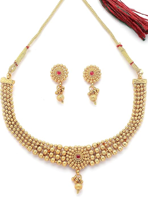 Choker Necklace with Drop Earring Jewellery Set For Women & Girls|Suited for All Festive Occasions