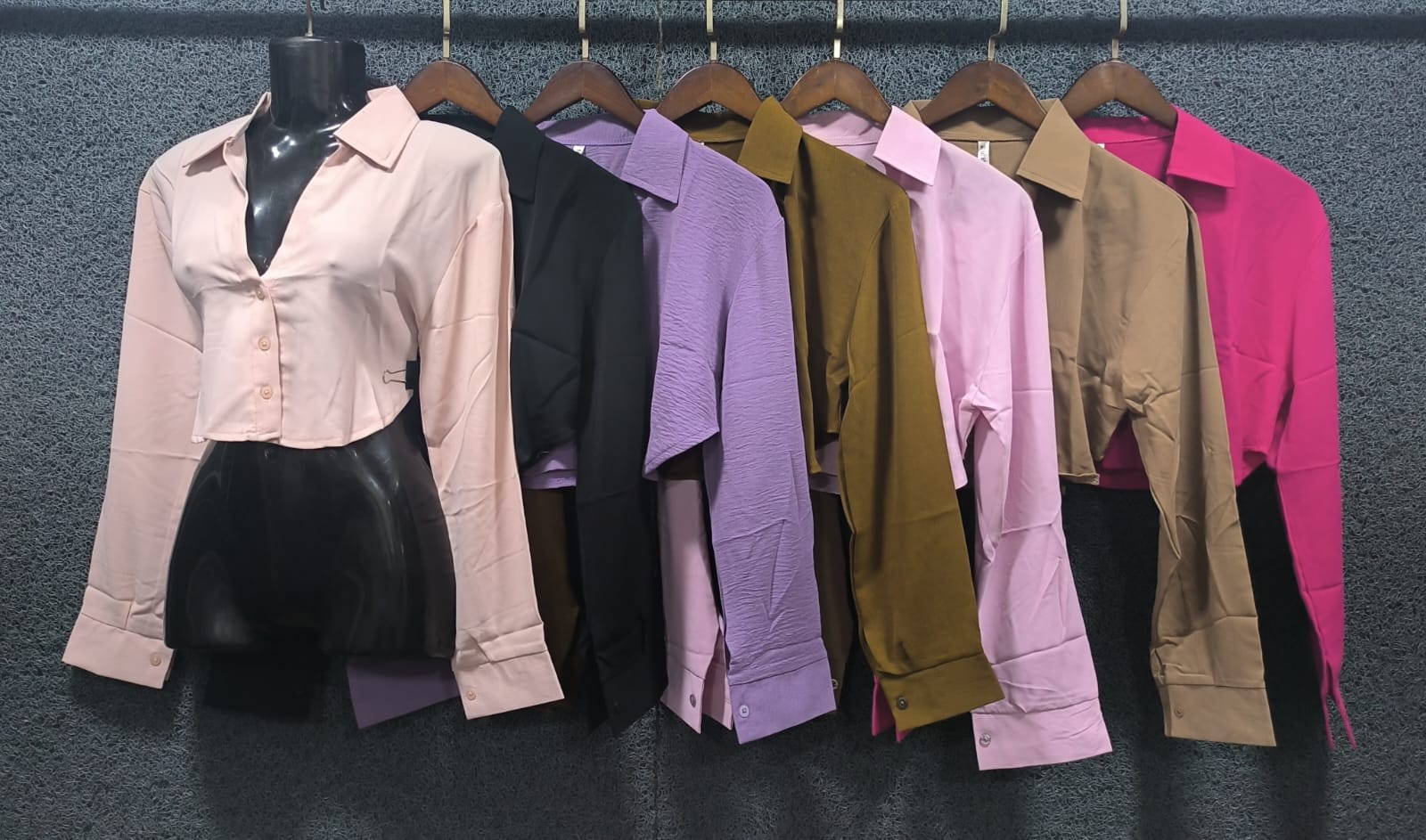 Trendy Cropped Button-Down Shirts in Multiple Colors