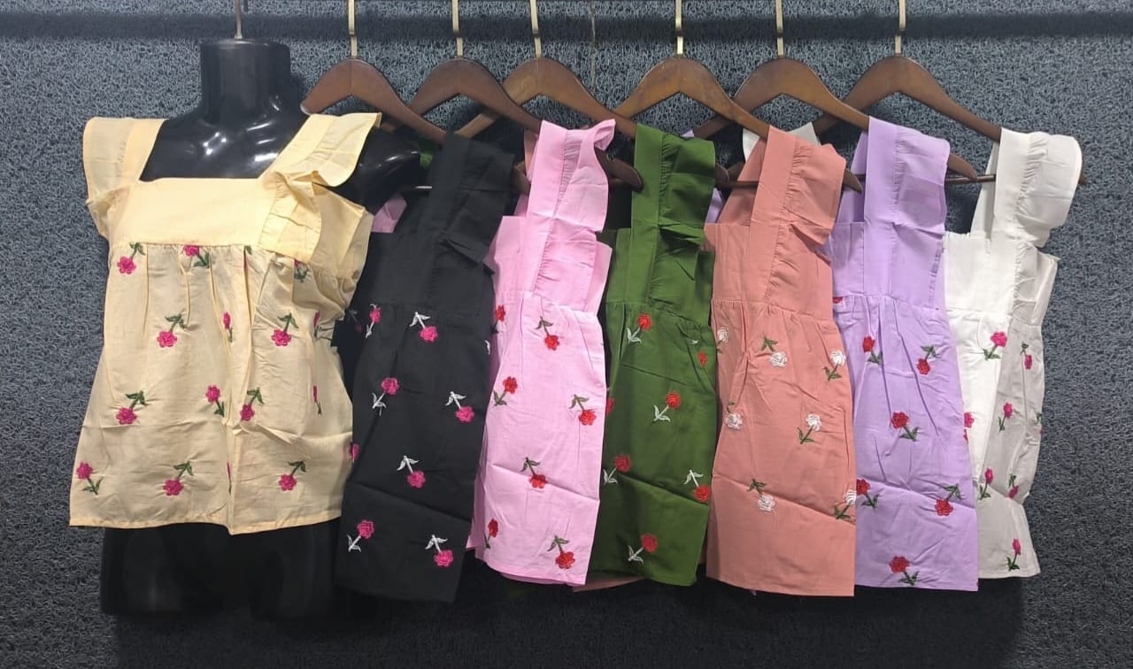 Sweet Embroidered Floral Flutter-Sleeve Tops