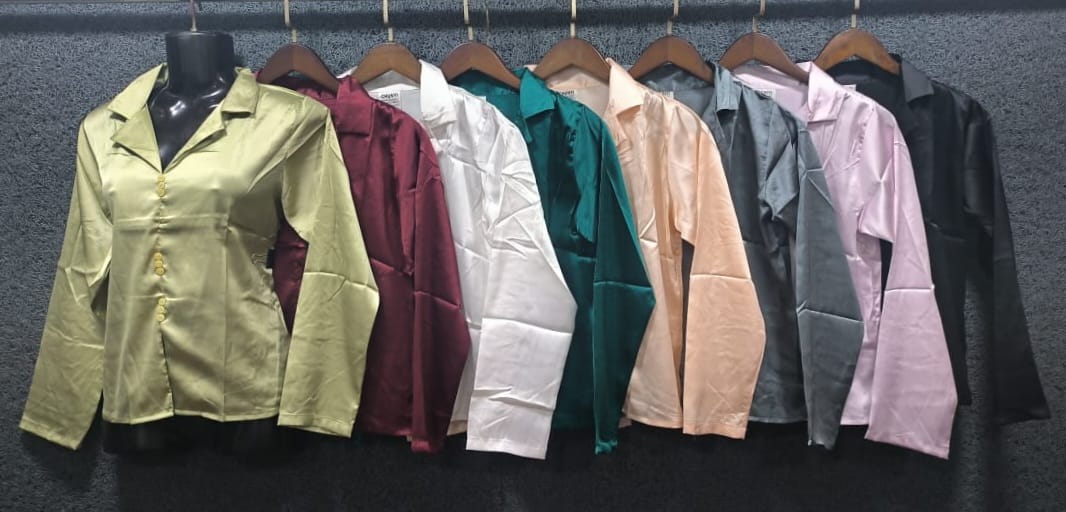 Luxurious Solid-Color Satin Button-Down Shirts