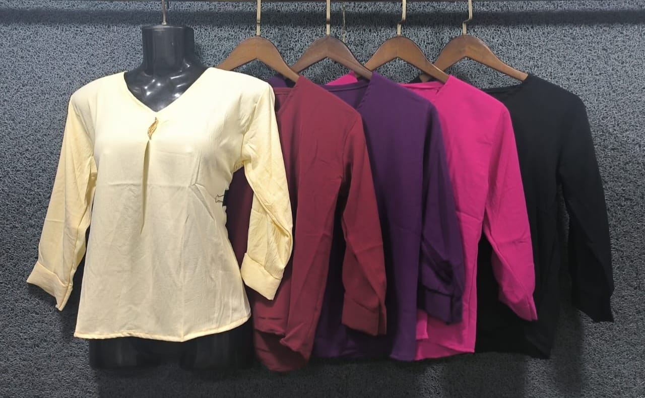 Elegant V-Neck Three-Quarter Sleeve Blouses