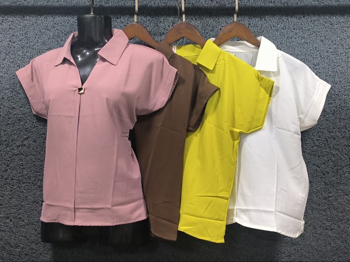 Sophisticated Short-Sleeve V-Neck Blouses