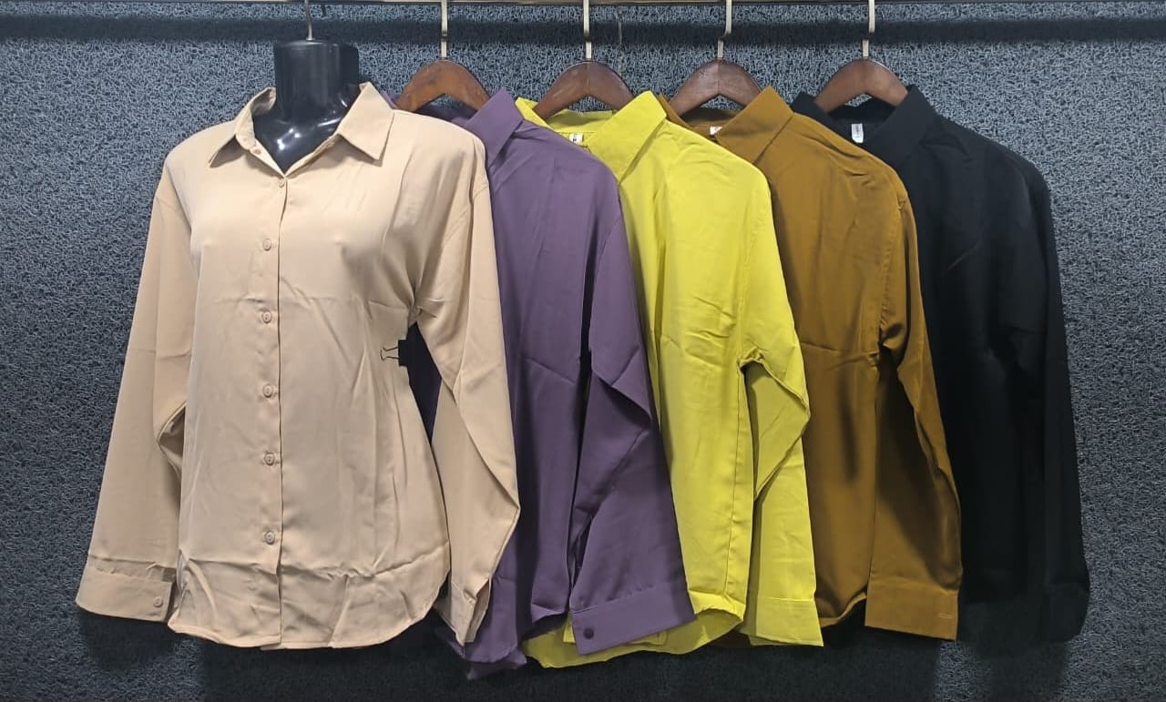 Relaxed Fit Solid-Color Long Sleeve Shirts
